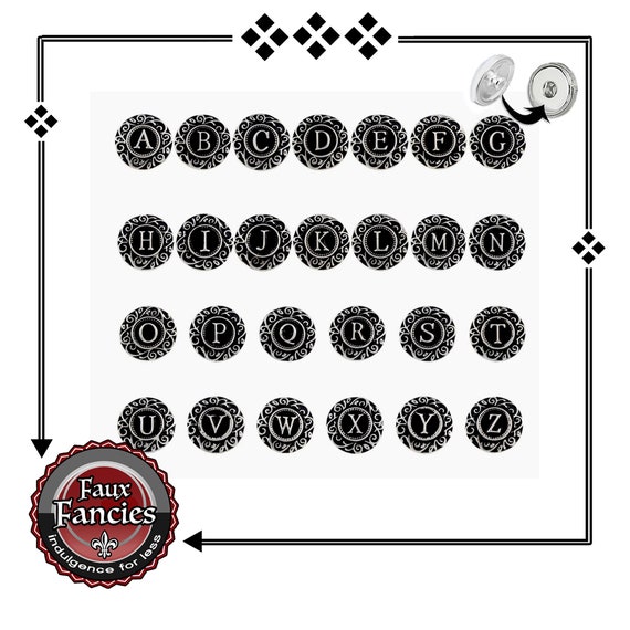 Letter Snap Buttons, 18mm Alpha Ginger Snaps, #SnapCharms, Initial Snap Buttons, Bracelet Charms, Snap Snap, #SnapLetters, #LetterCharms