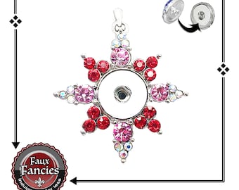 Rhinestone Star Snap Button Pendant: 18mm-20mm Snap Charm
