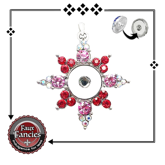 Rhinestone Pendant for Snap Buttons, Ginger Snap Pendant, Snap Charms, #SnapPendant, Rhinestone Snaps, Snap Snap, #RhinestonePendant