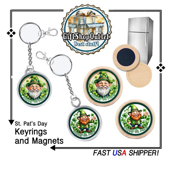 ST PATS Handmade Magnet, St Pats Keyring, St Patrick's Day Magnet, St Pats Souvenir, #StPatsDayGift, #StPatMagnet, #MagnetCollector