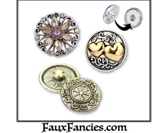 SALE SNAP BUTTONS, 18mm Snap Button, Ginger Snap, Snap Charm, Changeable Snap, Rhinestone Flower Snap, Snap Button, Heart charm, Snap Popper