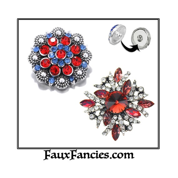 AMAZING Quality Snap Buttons, 18mm Ginger Snaps, Rhinestone Snap, #SnapButtons, #SnapCharms, #RhinestoneSnaps, SnapPopper, #PatrioticCharm