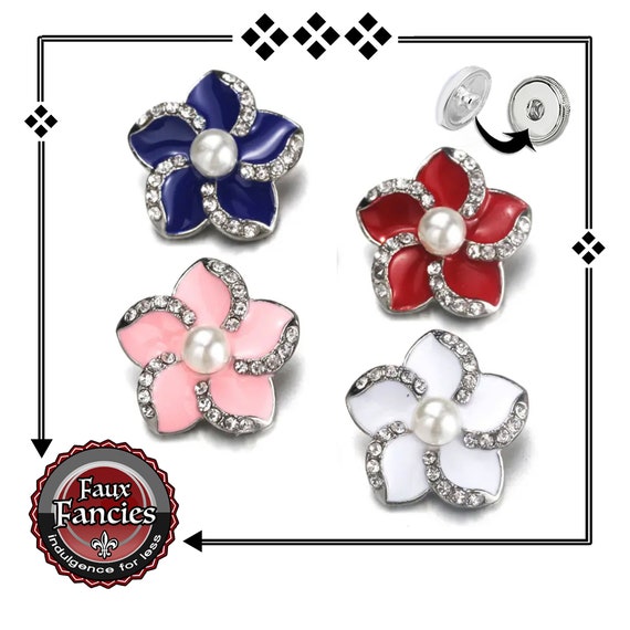 RHINESTONE Snap Buttons, Rhinestone Flower Snaps, 18mm Ginger Snaps, #SnapButtons, #BraceletCharms, #SnapCharm, #RhinestoneSnap, #SnapButton