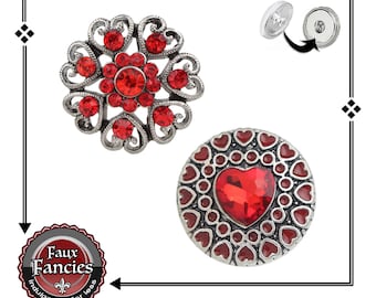 Beautiful RED HEART Snap Buttons, 18mm Ginger Snap, Snap Charm, Rhinestone Heart Charm, #HeartCharm, #SnapCharm, #ValentinesDay, #SnapPopper
