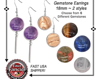 Handmade Gemstone Earrings: Amethyst, Tiger's Eye, Lapis, Quartz