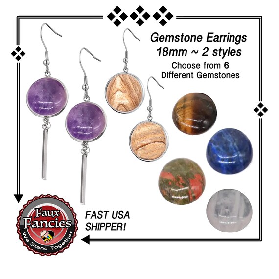 Beautiful GEMSTONE Earrings,Handmade Natural GEMSTONE Earrings, Amethyst Earrings, Tiger's Eye Earrings, Lapis Earrings, Quartz Earrings