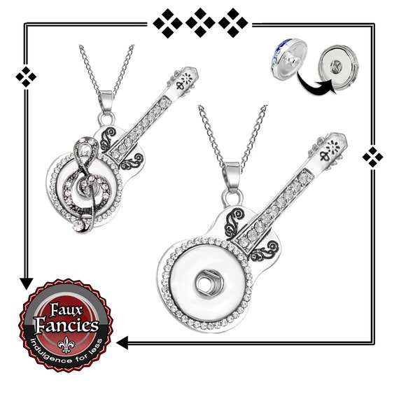 Snap Button Pendant, Rhinestone GUITAR Snap Pendant, Ginger Snap Pendant, #SnapButtonPendant, Rhinestone Snaps, Snap Snap, #MusicPendant