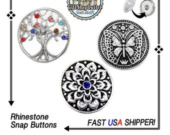 NICE Silver Tone 18mm SNAP Buttons, Ginger Snap, #SnapButton, Snap Charm, #BraceletCharms, #SnapCharm, Butterfly Charms, Tree Of Life Charm