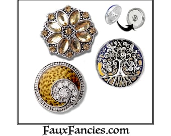 Tree of Life Snap Button Charm: Rhinestone Interchangeable Jewelry (18mm)