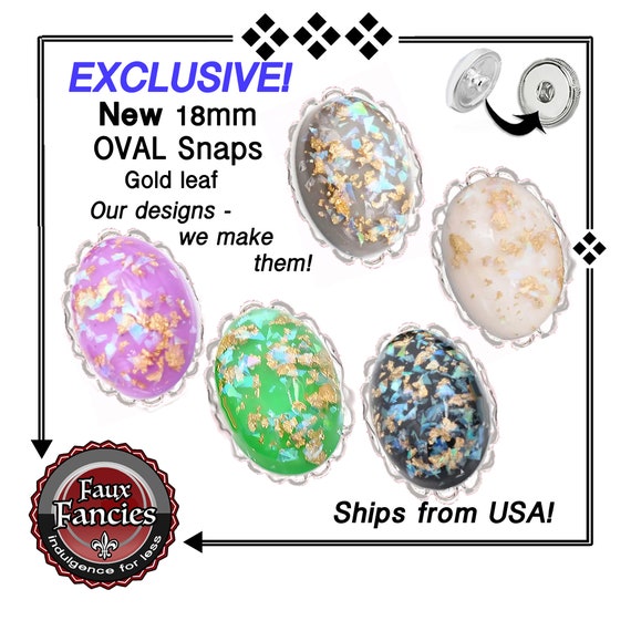 Oval SNAP Buttons, Gold Fleck Snap Buttons, 18mm Cabochon Snap Button, Oval Snap Charms, #FlowerSnapButtons, #SpringSnapButton, #SnapButtons