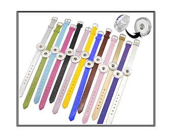 Textured Leather BRACELET with SNAP Button, 8mm Snap Bracelet, Slide Bracelet, Ginger Snap, Snap, Jewelry gift, Snap jewelry, Snap Button