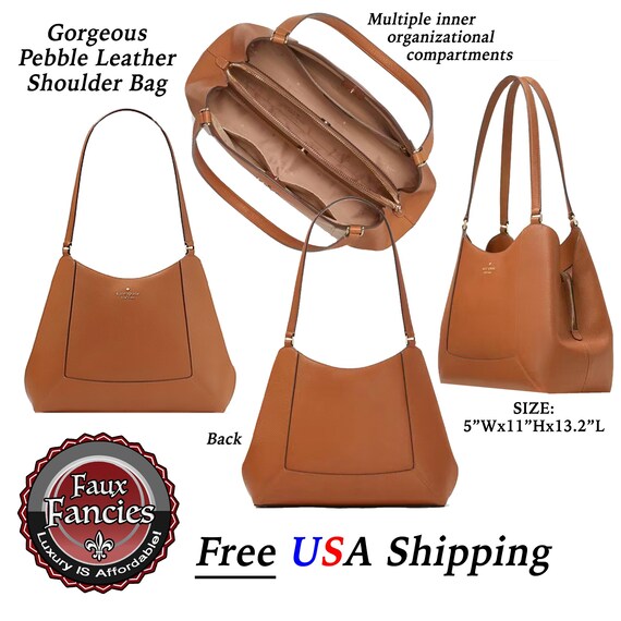 Kate Spade Leather Shoulder Bag With Wallet - Gingerbread Pebbled