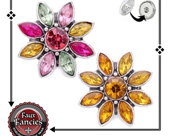 STUNNING Snap Buttons, 18mm Flower Ginger Snap, Flower Snap Charm, Colorful Snap Charm, #SnapCharm, #FlowerSnaps, #SnapJewelry, #FlowerCharm