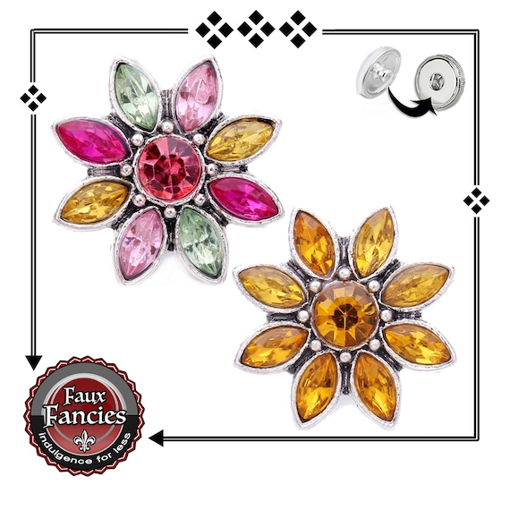 STUNNING Snap Buttons, 18mm Flower Ginger Snap, Flower Snap Charm, Colorful Snap Charm, #SnapCharm, #FlowerSnaps, #SnapJewelry, #FlowerCharm