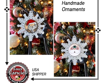 CHRISTMAS Ornament, HANDMADE SANTA SNOWFLaKE ORNAMeNT, Santa ornament, Christmas ornament, #ChristmasOrnament, #SnowmanOrnament, #Snowflake