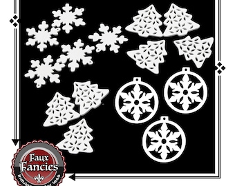 HOLIDAY ORNAMENTS, White Wood Ornaments, Christmas Tree Ornaments, Snowflakes, Paintable Ornament, Christmas Tree Decoration, #Ornaments