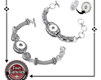 Antique Look Silver Tone SNAP Button Bracelets, Snap Button Bracelet, Snap Bracelet, #SnapButtonJewelry, #SnapJewelry, #SnapButtons