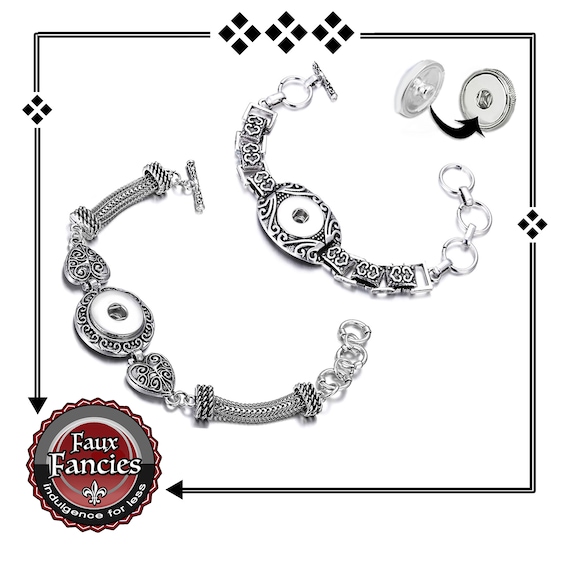 Antique Look Silver Tone SNAP Button Bracelets, Snap Button Bracelet, Snap Bracelet, #SnapButtonJewelry, #SnapJewelry, #SnapButtons