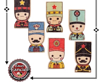 Nutcracker Wooden Buttons: Christmas Soldier Charms (3 Pcs)