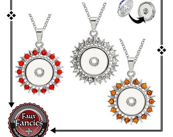 Rhinestone Sunburst Snap Button Pendant: 18mm Snap Jewelry
