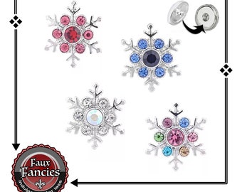 Rhinestone Snowflake Snap Button: Holiday Charm Jewelry