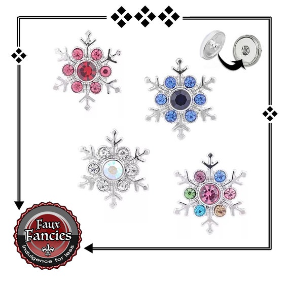 Beautiful Snowflake SNAP Buttons, Holiday Ginger Snaps, Christmas Snap Charms, #Snaps, Rhinestone Snaps, Snap Jewelry Charm, #ChristmasCharm