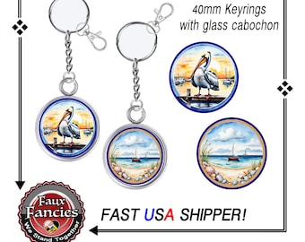 BEACH Handmade Keyring, PELICAN Handmade Keyring, SAILBOAT Keyring, Beach Souvenir, #BeachGift, #Pelican, #KeyringCollector, #BeachKeyring