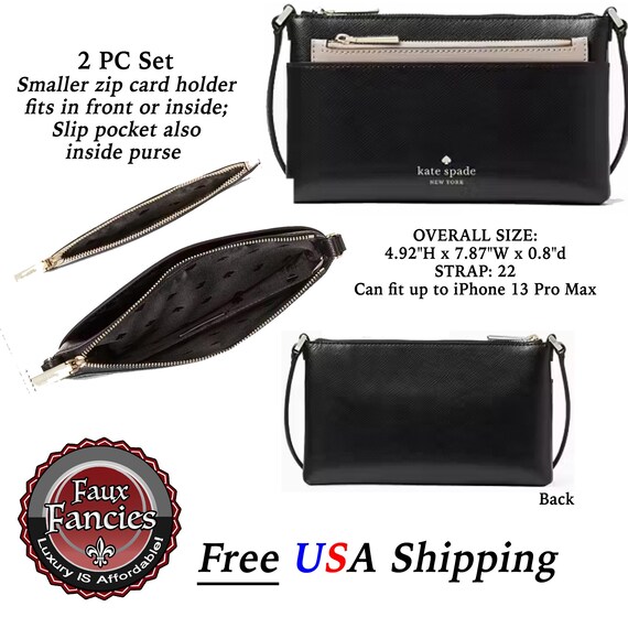 Kate Spade Leather Crossbody Bag: Black & Cream, Double  display picture 2
