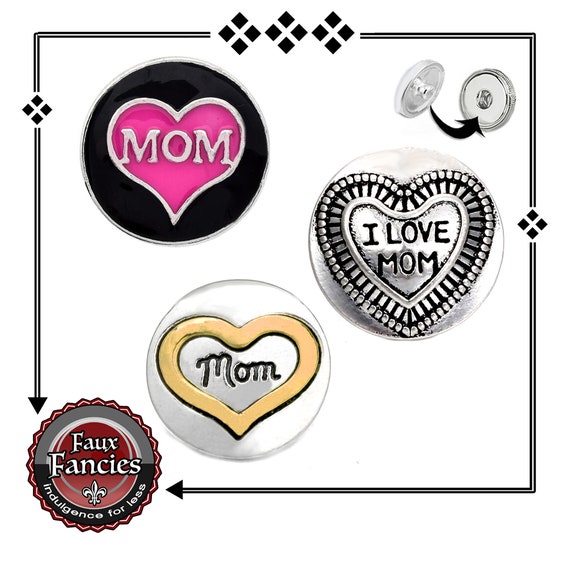 Beautiful MOTHERS DAY Snap Buttons, Love MOM Ginger Snaps, Snap Charms, Switchable Snaps, #HeartCharms, #SnapCharm, #SwitchableSnaps, #Snap