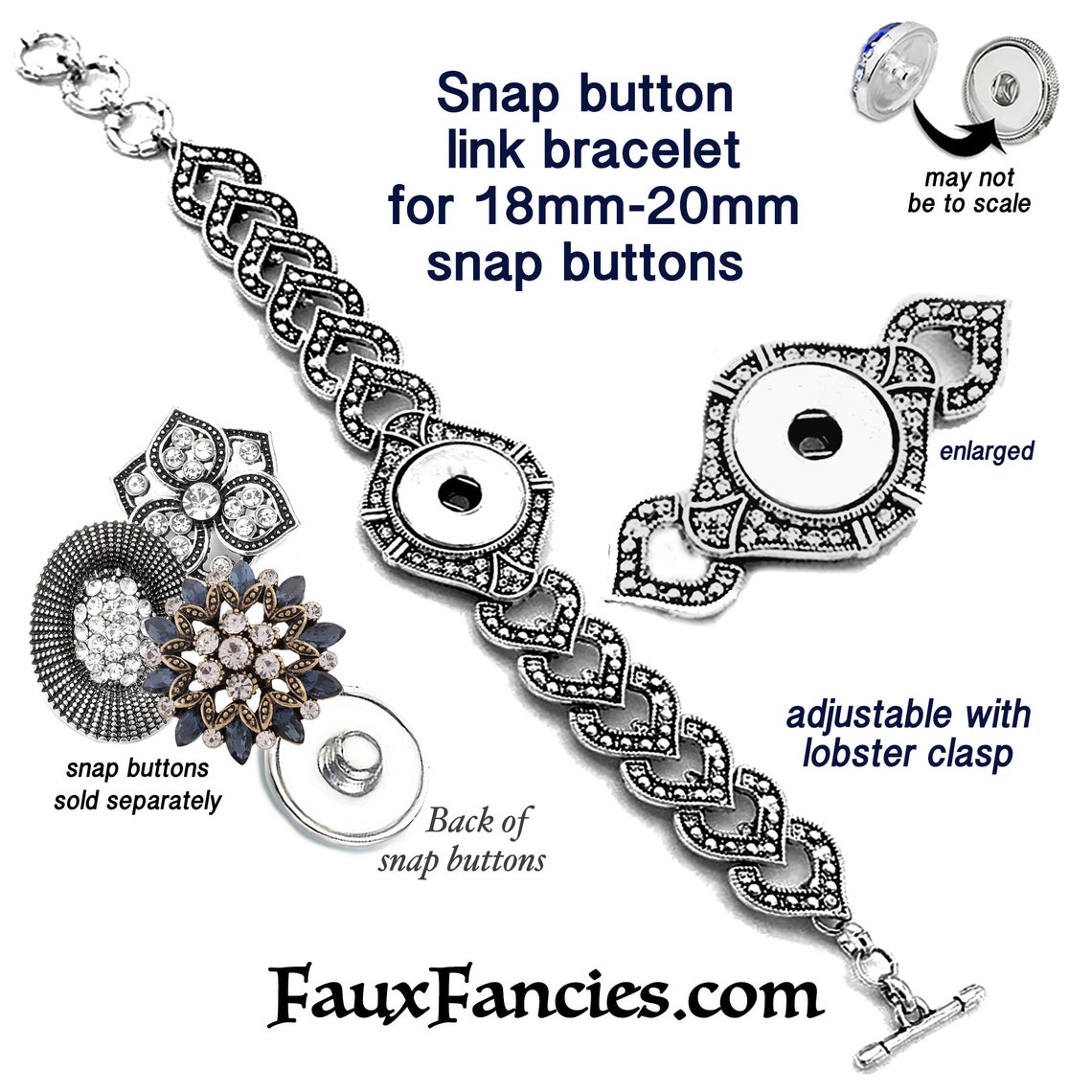 Snap Button Bracelet Adjustable HEART Snap Bracelet Etsy