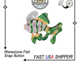 Exclusive RHINESTONE FISH Snap Button, Fish charm, RhinestoneFISH, Snap Charms, Snap Button Jewelry, Snap charms, #FishSnapCharm