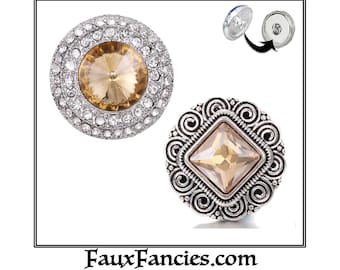 Champagne & Rhinestones SNAP Buttons, Ginger Snap Charms, #BraceletCharms, Rhinestone Snaps, #RhinestoneSnap, #SnapButtons, #RhinestoneCharm