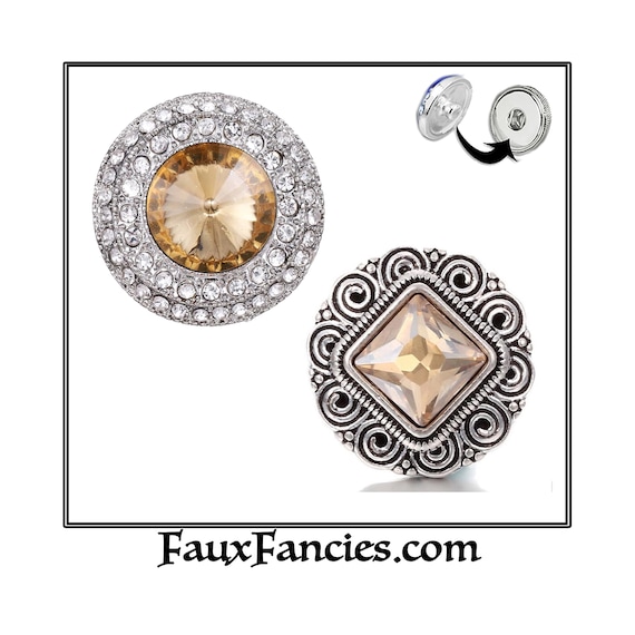 Champagne & Rhinestones SNAP Buttons, Ginger Snap Charms, #BraceletCharms, Rhinestone Snaps, #RhinestoneSnap, #SnapButtons, #RhinestoneCharm