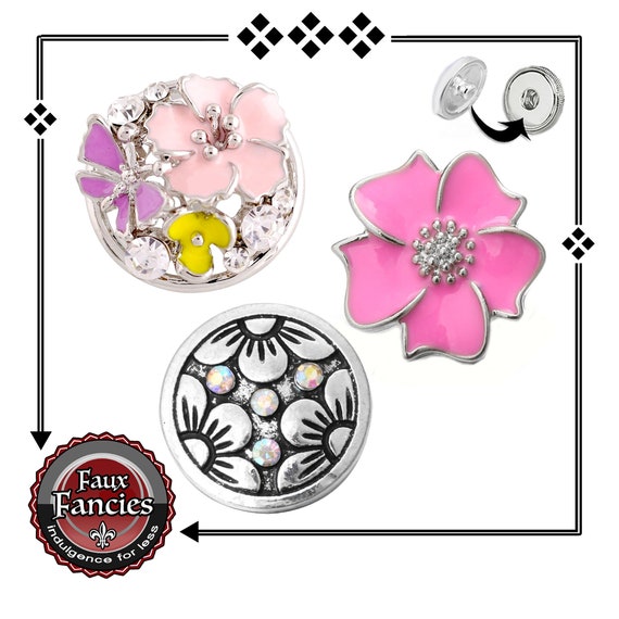 Spring and Summer Are HERE! Pretty Floral SNAP Buttons, Ginger Snaps, Snap Charm, #BraceletCharm, #SnapCharm, #SwitchableSnaps, #FlowerSnap