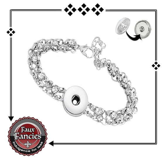 Snap Button ADJUSTABLE Rhinestone Bracelet, GORGEOUS Charm Bracelet, Snap Buttons, #SnapButtonJewelry, #SnapJewelry, #SnapButtonBracelet