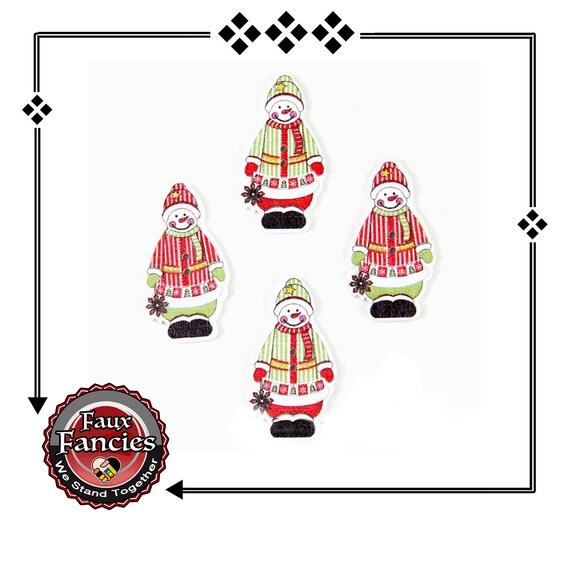 CLEARANCE! BUTToNS, BuTTONs! 3 PCs Snowmen Wood Buttons, Christmas Charm Scrapbook Buttons, #WoodenButtons, #CraftButtons, #ChristmasCharm