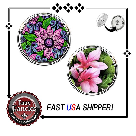 FLORAL SNAP BUTTON, Cabochon Snap Charm, Flower Snaps, Floral Charms, #SnapButtons, #BraceletCharms, #BraceletSnaps, #FlowerSnapButtonCharm