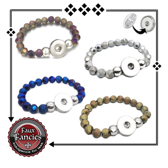 Snap Button BEADED STYLE Bracelet, Stretchable GLITTER Bracelet, Snap Jewelry, Adjustable Snap Bracelet, #SnapJewelry, #SnapButtonBracelet