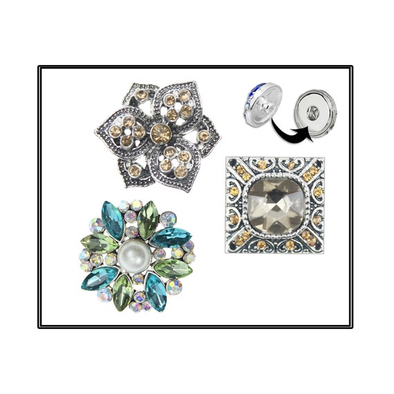 18mm Snap Buttons, Ginger Snaps, Square Snap Charm, Changeable Flower Snap, Rhinestone Snaps, SnapPopper, #SnapPopper, Rhinestone Charm
