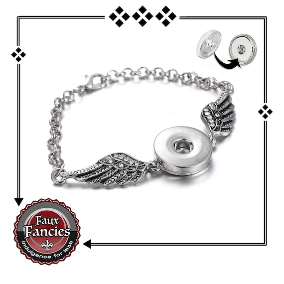 SALE! Angel Wings SNAP Button Bracelet, Survivor Snap Button Bracelet, Snap Bracelet, #SnapButtonJewelry, #SnapJewelry, #SnapButtons