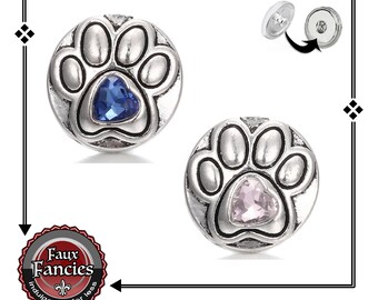 Paw PRINT RHINESTONE Snap Button Charm, Ginger Snaps, Dog Snap Charm, #BraceletCharms,  #SwitchableSnaps, #DogSnapButton, Dog Paw Charm