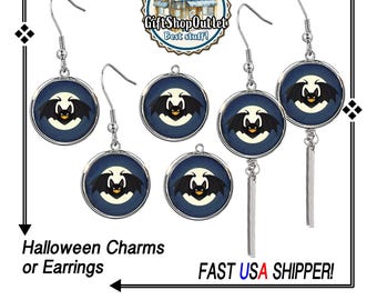Halloween BAT EARRINGS and Charms, Flying BAT Charm, Halloween Charm, #HalloweenCharms, #HalloweenJewelry, #BatEarrings, Cos Play Earrings