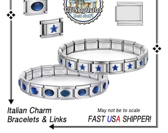 ITALIAN BRACELETS, Charm LINKS, Blue Charm Links,  Italian Charm Bracelets, #ItalianCharmBracelet, #ItalianCharms, Star charm