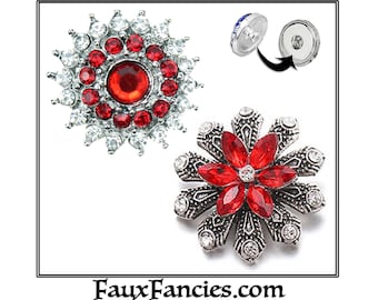 SNAP Buttons, FABULOUS RiCH RED Snaps, 18mm Ginger Snaps, Snap Charm, #SnapButtons, Rhinestone Snaps, #FlowerSnap, #FlowerCharm, #SnapCharms