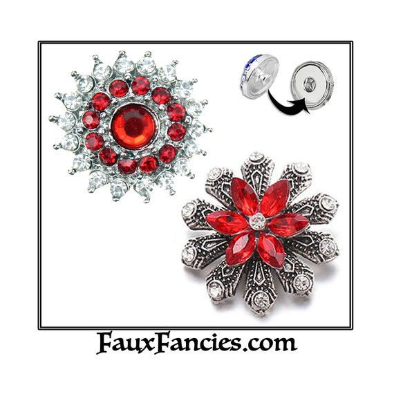 SNAP Buttons, FABULOUS RiCH RED Snaps, 18mm Ginger Snaps, Snap Charm, #SnapButtons, Rhinestone Snaps, #FlowerSnap, #FlowerCharm, #SnapCharms