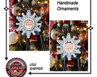 CHRISTMAS Ornaments, HANDMADE Merry Christmas Christmas Ornaments, SNOWFLAKE ORNAMENTs, Merry ornament, #ChristmasOrnament, #MerryOrnament
