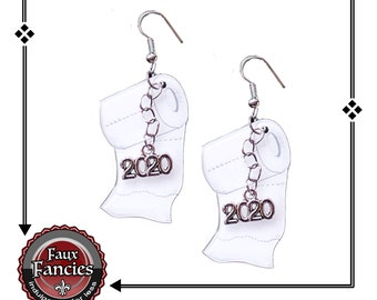 Toilet Paper Earrings, 2020 TP Charm, Toilet Paper Charm, Gag Gift, Funny Gift, #GiftForHer, #GagGift, #2020, #ToiletPaper