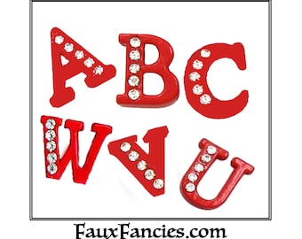 SALE! RED 8mm Rhinestone Slide Letters, Slide Letters, MULTiPLE DISCOUNTS, Alphabet Charms, JewelrY Gift, Rhinestone Letters, Dangle Letters