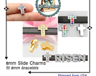 8mm RHINESTONE CROSSES, 8mm Slider Charms, Christian charms, Easter Charms, #Crosses, #ChristianGift, #8mmSlideCharms, #EasterCharms