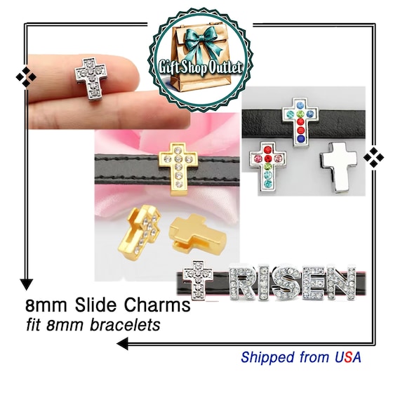 8mm RHINESTONE CROSSES, 8mm Slider Charms, Christian charms, Easter Charms, #Crosses, #ChristianGift, #8mmSlideCharms, #EasterCharms